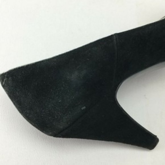 Yves Saint Laurent Black Silver Suede Almond Toe